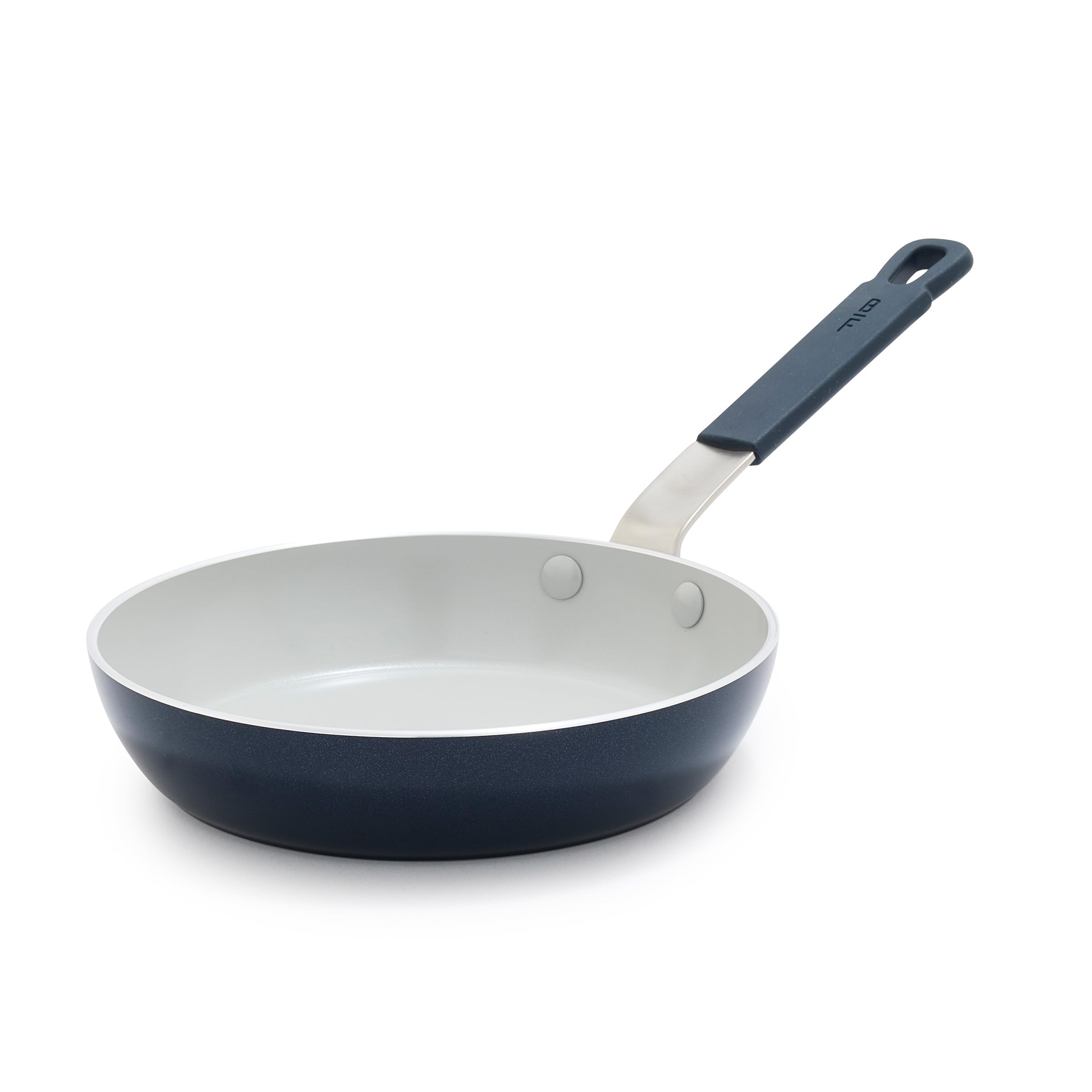 greenpan x bobby flay 8" nonstick frying pan skillet, pfas-free diamond ceramic, induction suitable, stay-cool silicone handle, easy clean dishwasher & oven safe, egg & omelet pan, oxford blue