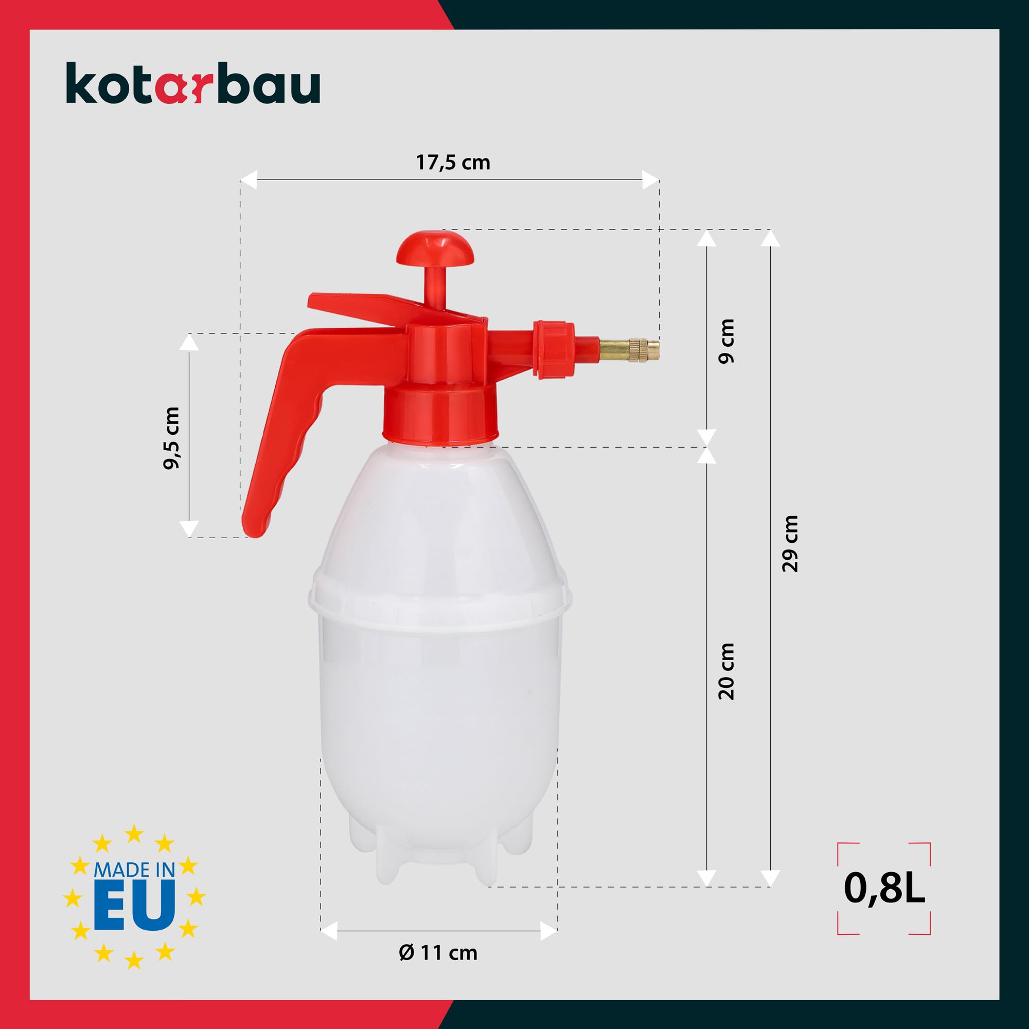 Pulvérisateur à Pression KOTARBAU 1 Litre - Buse Réglable Laiton, Pour Plantes, Engrais, Produits Phytosanitaires - 6