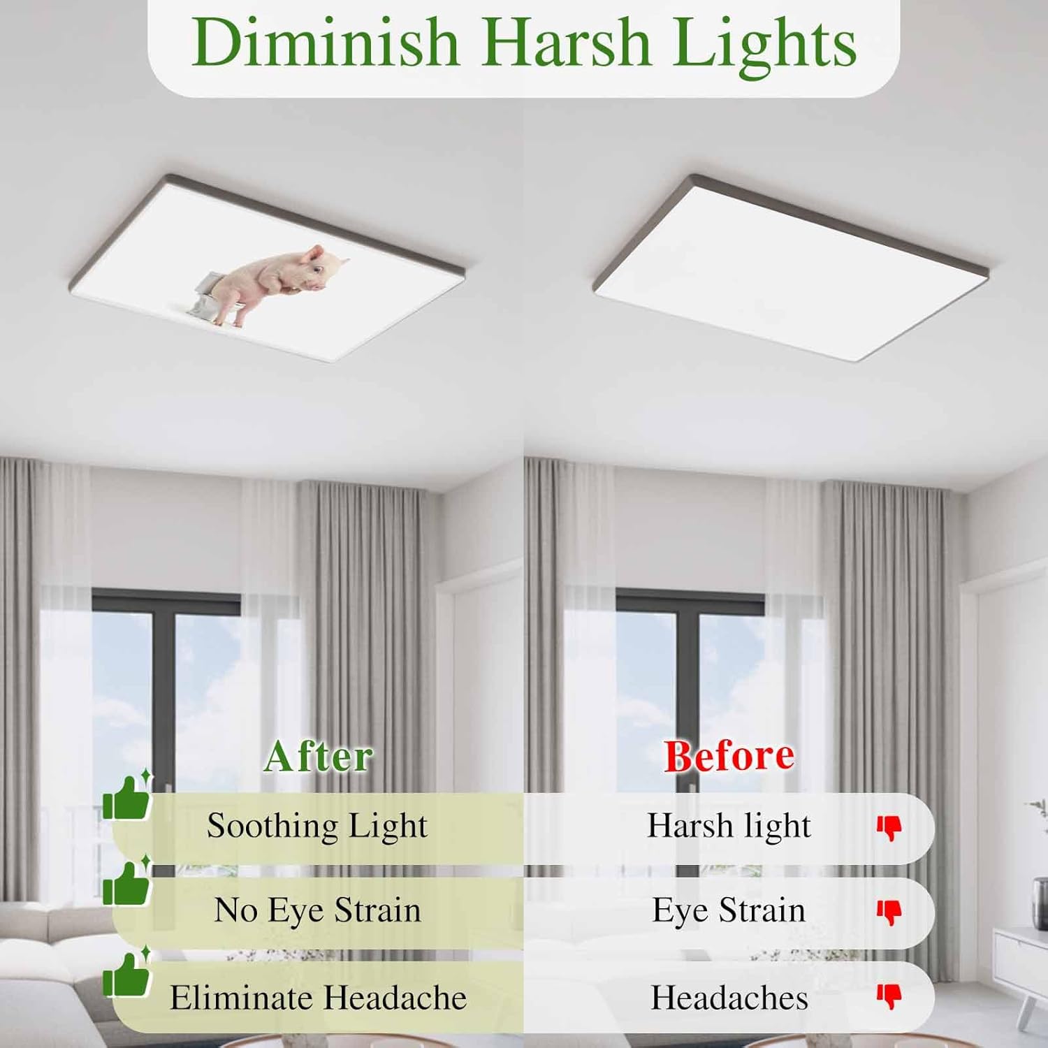 Funny Pig Fluorescent Light Covers for Ceiling Lights 4x2 feet,4 Pack Magnetic Light Filters for Classroom,Cute Art Fun Lovely Animals on Toilets Fluorescent Lamp Shade Panel for Office School Drop