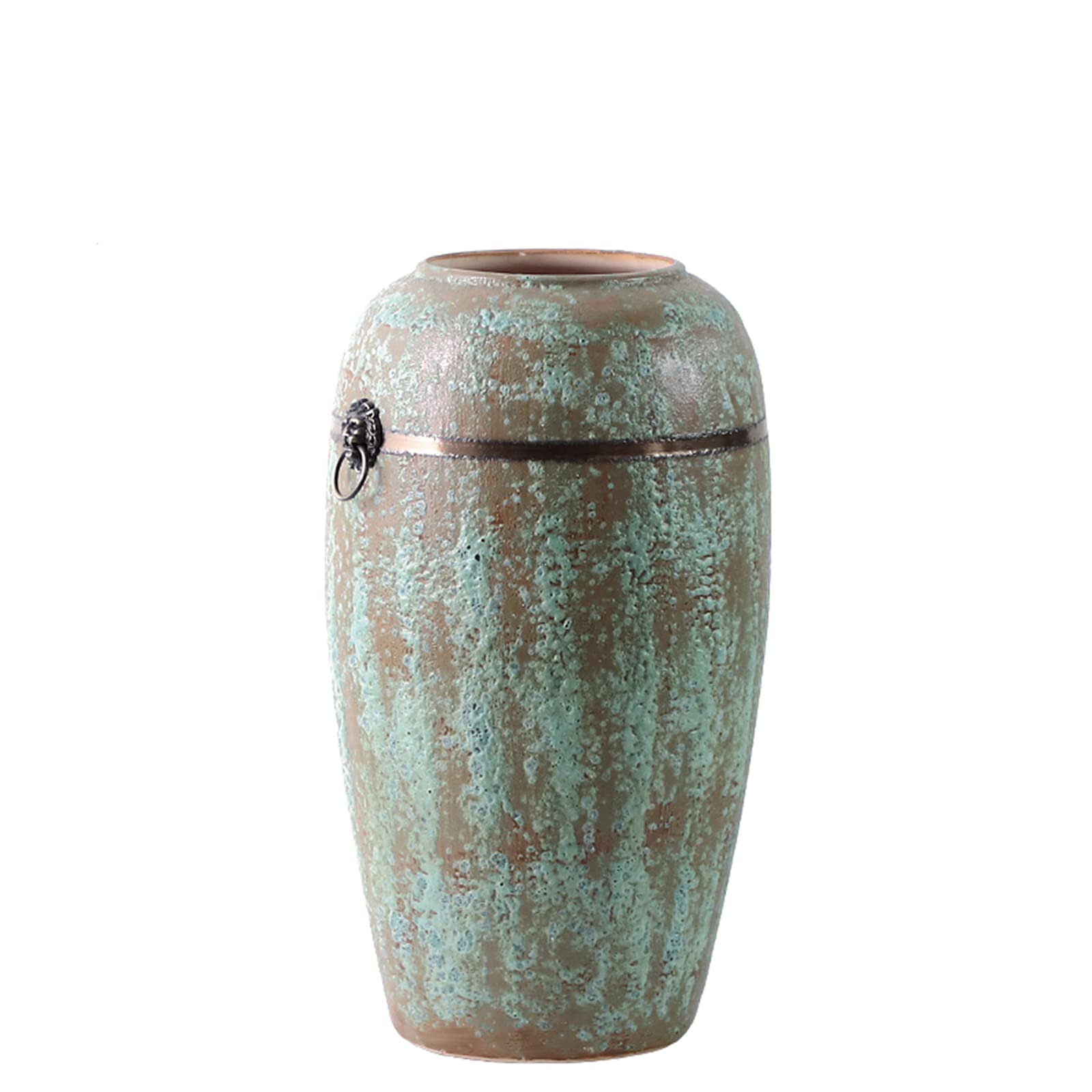asdchZen Vintage Green Vase, Outdoor Garden Courtyard Decorative Vase Large Living Room Hotel Floor Vase,28 * 50CM