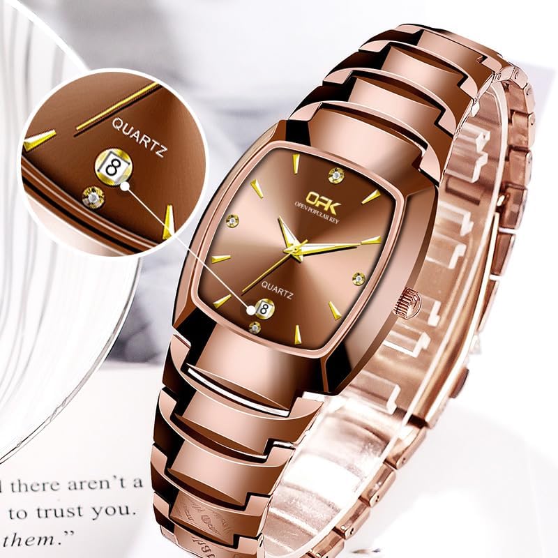 Miniatura 5 de OLEVS Relojes para mujer cuadrado pequeño reloj de pulsera para mujer, tamaño uniex, analógico, negro, plata, oro rosa, acero inoxidable,