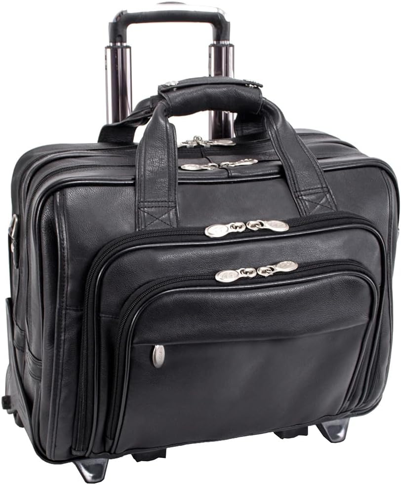 McKleinUSA I Series, Gold Coast, Full Grain Cashmere Napa Leather, 17" Leather Patented Detachable -Wheeled Laptop Briefcase, Black (43185), One Size image 2