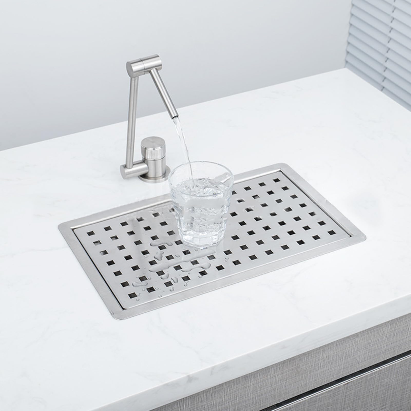HEEPDD Fregadero de Cocina con Bandeja de Drenaje de Agua Dispensador de Agua Bandeja Recogedor de Goteo Estera Fregadero de Barra Pequeña de Acero Inoxidable Lavabo de Estación de