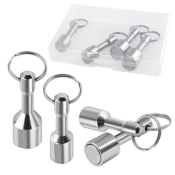 4Pcs Keychain Magnets for Testing Brass Mmagnetic Key Holder Keychain Pocket Magnets for Purse Gold Silver Jewelry Ferrous Metals Test Magnet Hanging Keys Holder,D12mm and 15mm