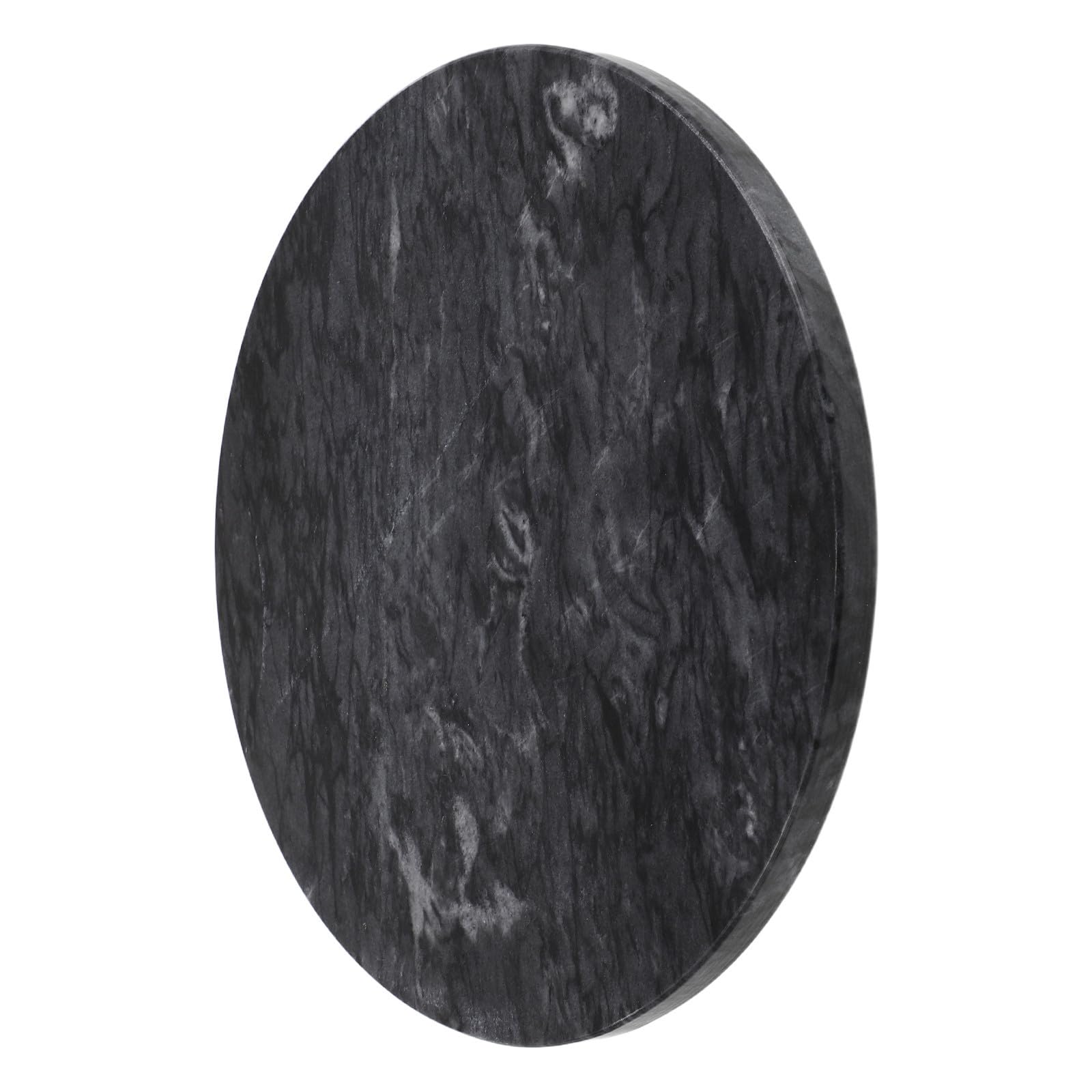 jojofuny Bandeja Antideslizante y Resistente a Derrames Redonda de Mármol Natural Negro Textura Única Adecuado para Servir Desayuno Organizador Elegante