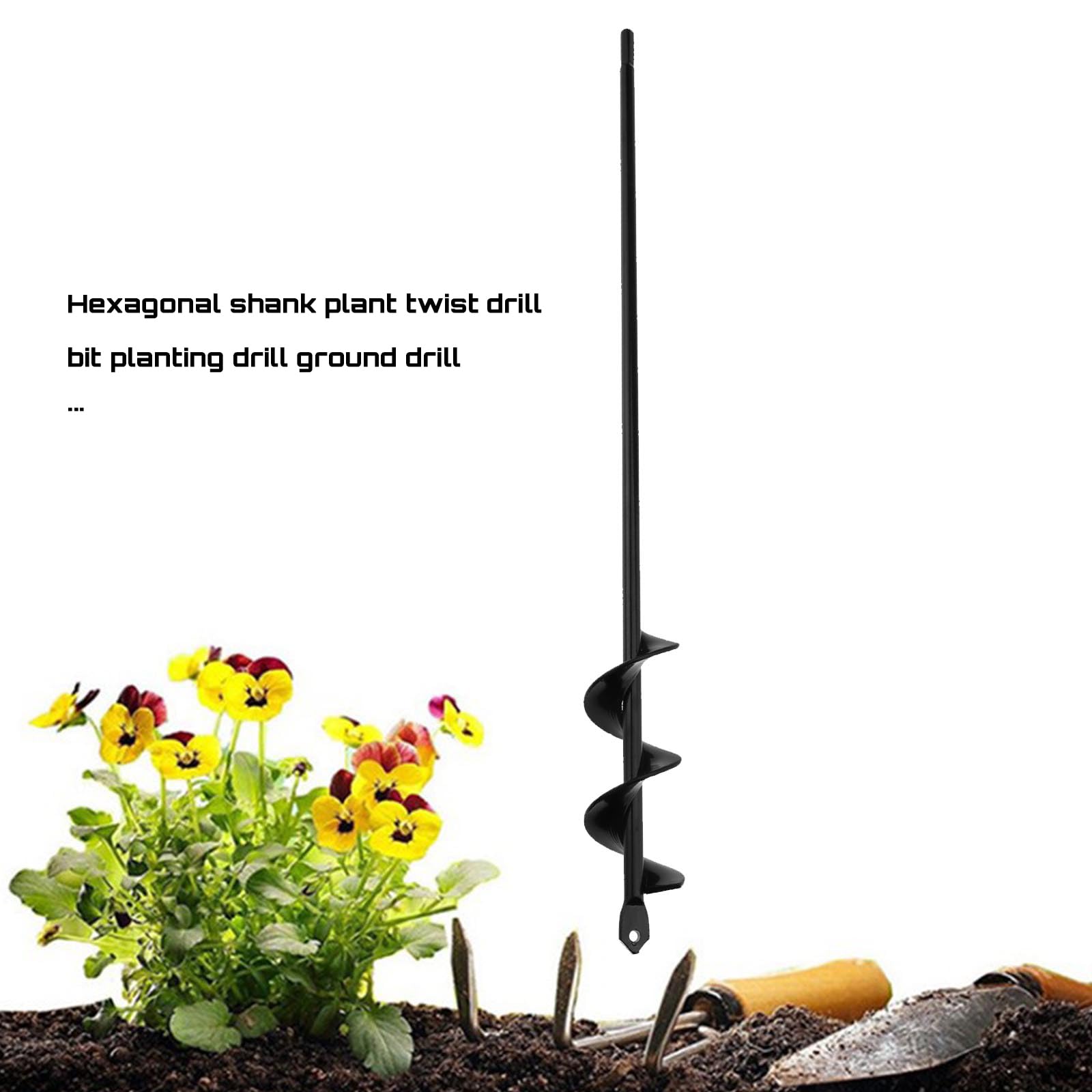 OTOTEC Broca de Barrena de Tierra de 45x4 Cm Taladro Manual Eléctrico Barrena de Plantas en Espiral Profesional para Jardín Macetero de Tierra para Plantar Plántulas árboles Arbustos Cultivo Profundo