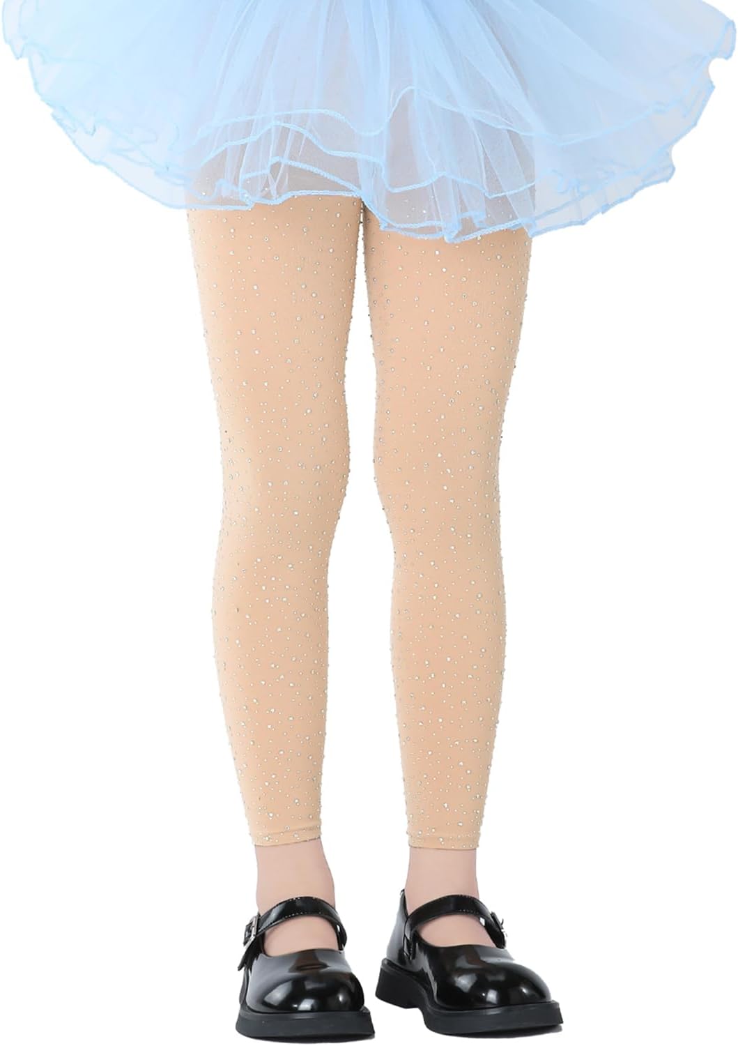 FANCAME Girls Footless Sparkle Rhinestone Tights, Ballet Dance Tights for School Students Kids - Image 4