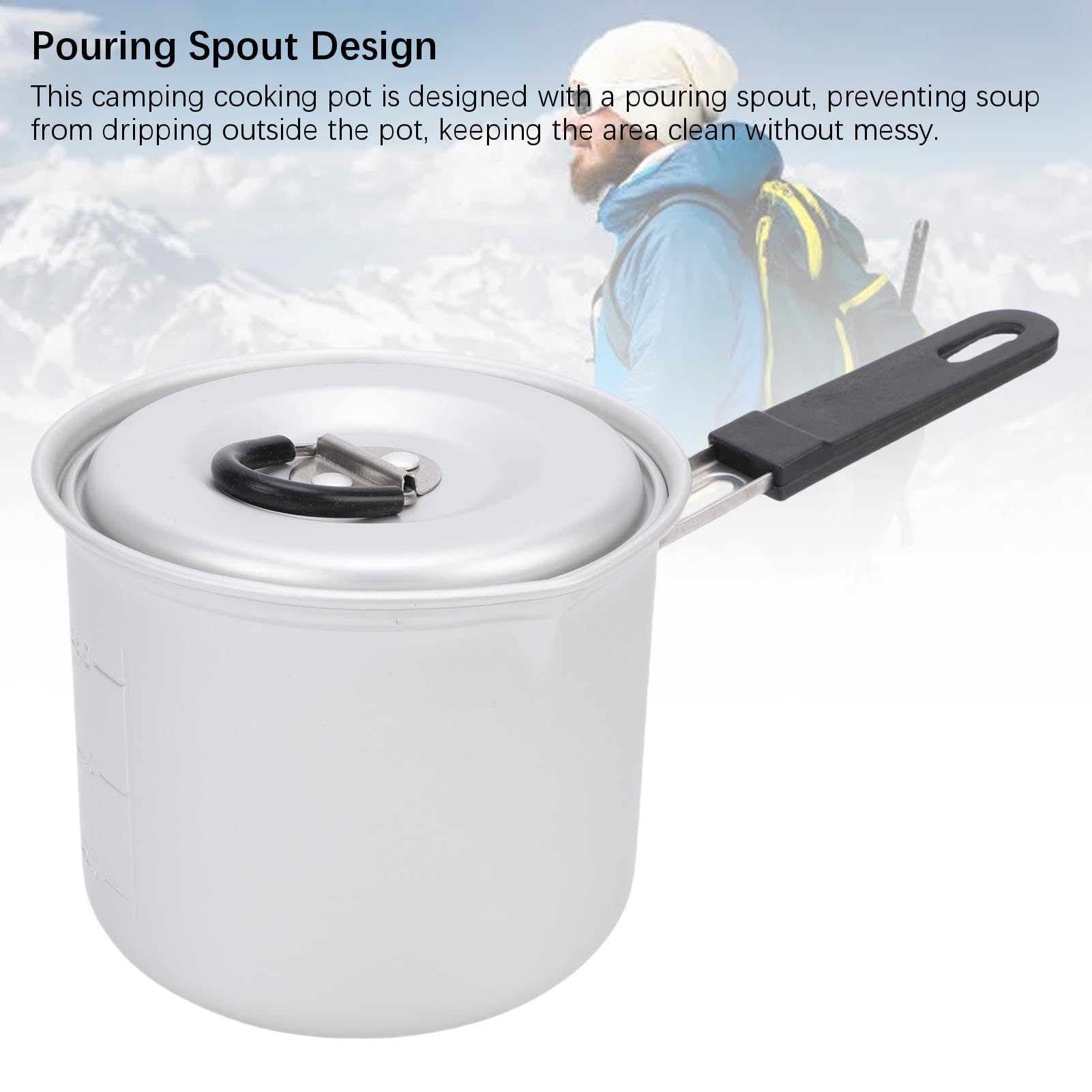 Olla Plegable para Acampar, Olla de Cocina portátil Ligera con Tapa y Mango Plegable para Acampar al Aire, mochilero y Senderismo