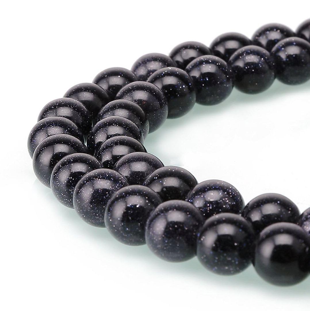 70pcs Adabele Blue Goldstone Sandstone Gemstone 10mm Round Beads