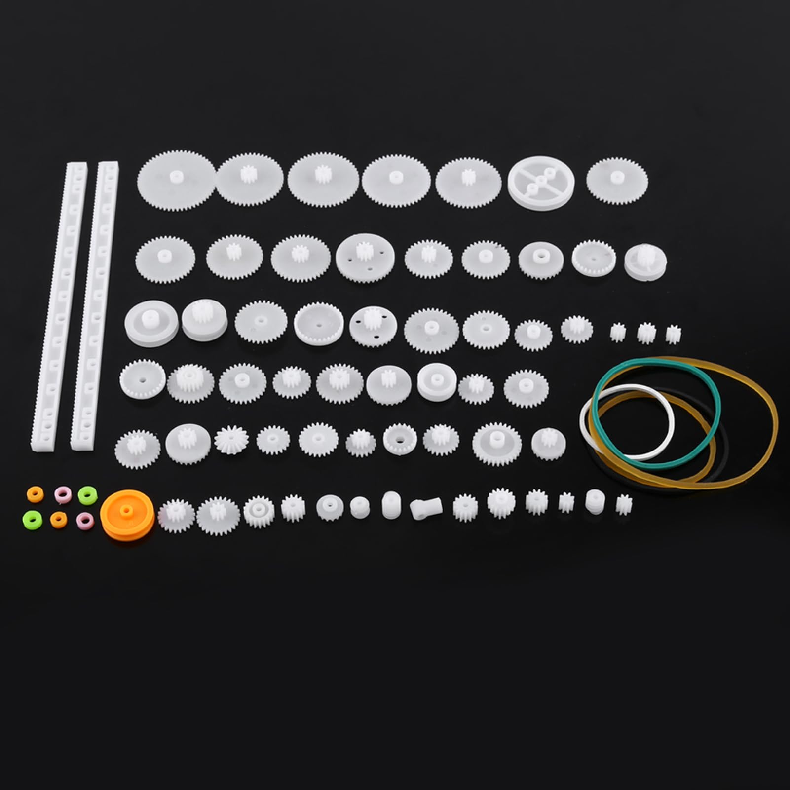Fafeicy Plastic Robot Gear Kit Plastic Gears Motor Gear Pulley Motor Gear Toy Building Sets for Car Robot Model Making (75 kinds Gear kit) - Image 2