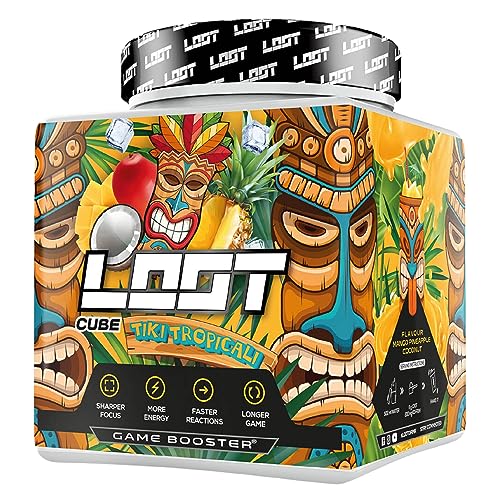 LOOT Game Booster | Konzentration, Ausdauer, Reaktionsfähigkeit | 50 Servings (400g) mit Koffein & 20 einzigartigen Inhaltsstoffen | Flow-State Formel | Tiki Tropicali