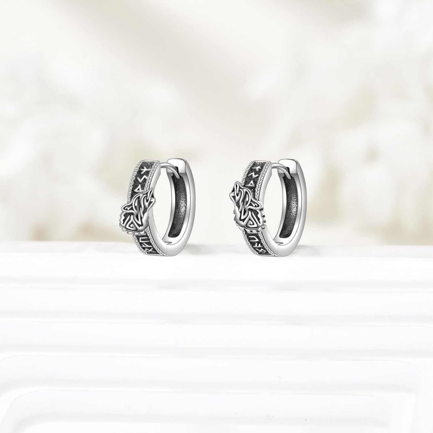 Viking Hoop Earrings S925 Sterling Silver Celtic Earrings Unisex Cool Jewelry For Men Women Christmas Gift - Image 2