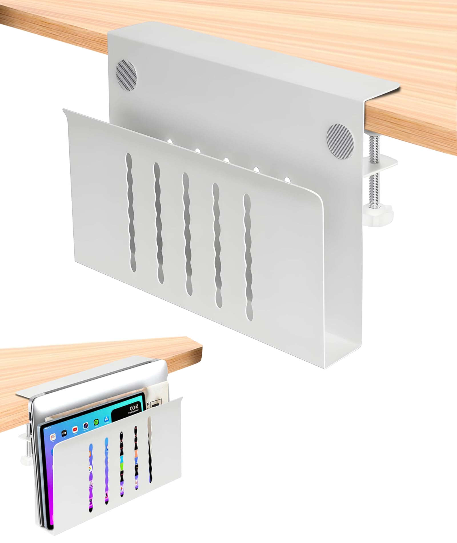 Torchesy Laptop Stand Vertical Under Desk Storage Mount for All Laptops and Tablets (White, Single Layer Without Pen Holder)
