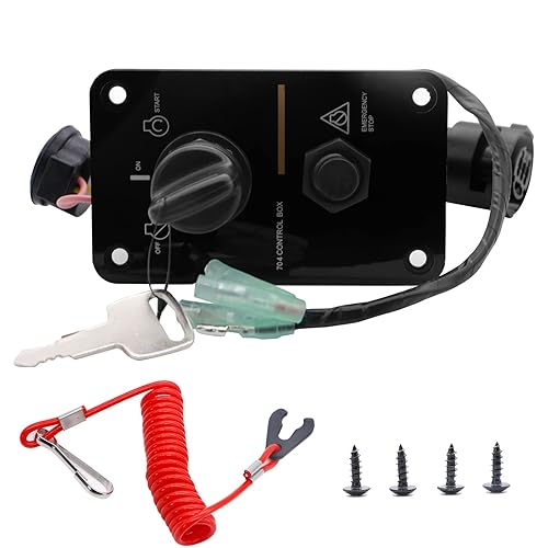 Miniatura 7 de Panel de interruptores principal Conjunto de panel de interruptor de llave de motor único On-Off-Start 704 Caja de control para Yamaha Outboard