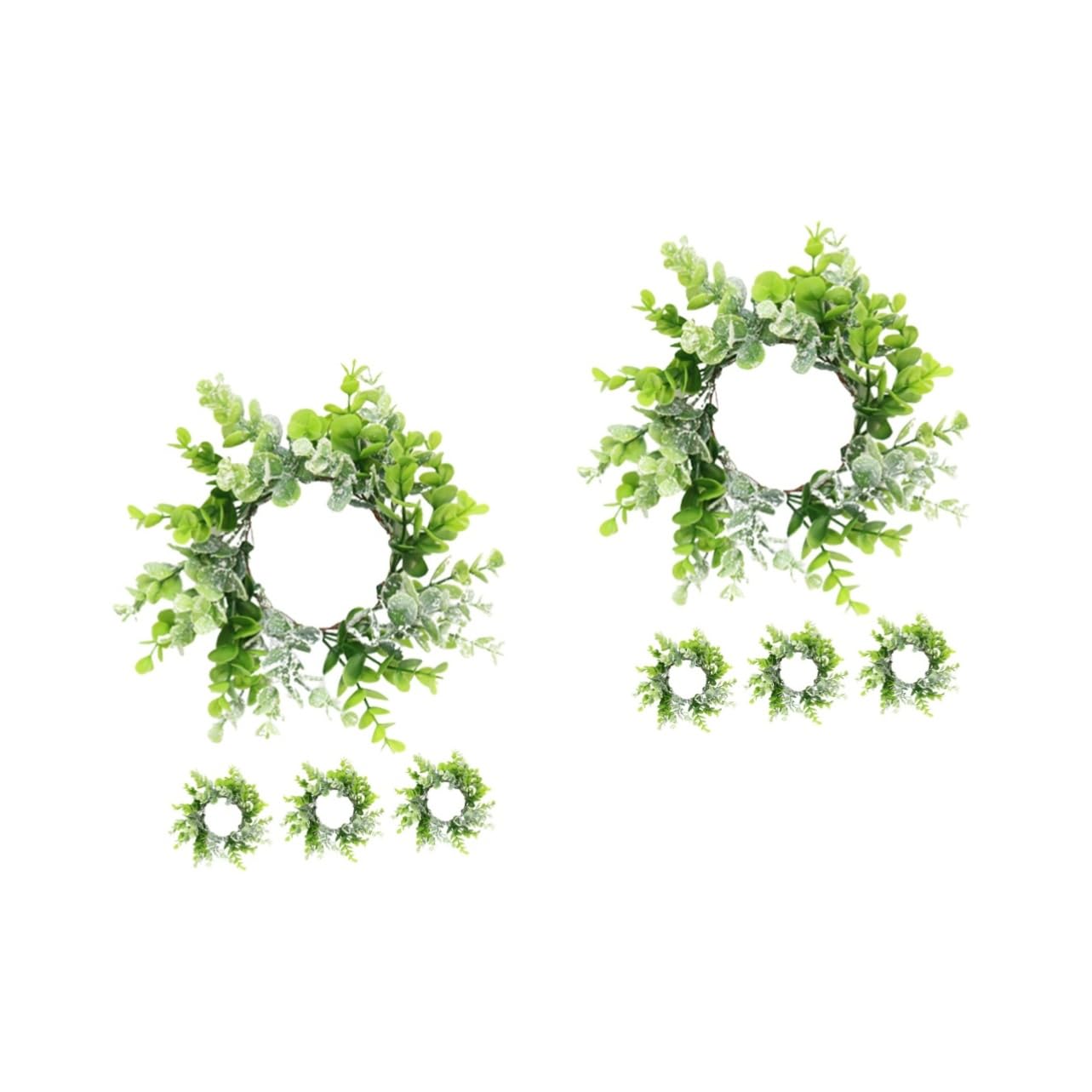 Zerodeko 2 Sätze Kerzengirlande Kerzenring Kranz Dekorationen Eukalyptus Drinnen Verlassen Blätter Realistisch Hochzeit Mittelstücke Weihnachtskranz Girlande Eisen Green 4 Stück * 2