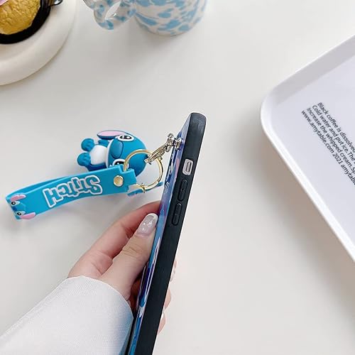 Miniatura 5 de iFiLOVE Funda para iPhone 13 Stitch, para niñas, niños, mujeres, niños, lindo personaje de dibujos animados con correa colgante de dije, delgada y