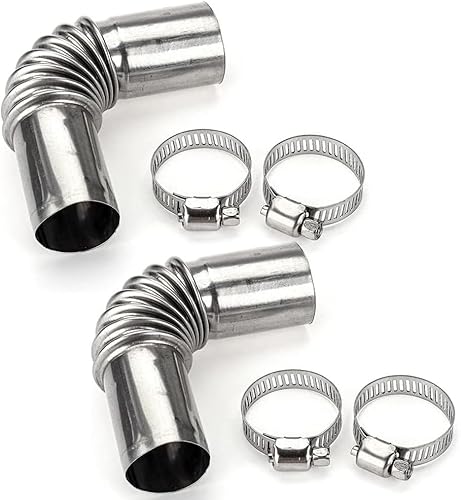 2 Pcs Silver Stainless Steel Air Diesel Parking Heater Exhaust Pipe Tube Elbow Connector for Webasto Eberspacher Diesel Boat Heater 13cm Exhaust Pipes Tips Emissions Replacement Parts (24mm)