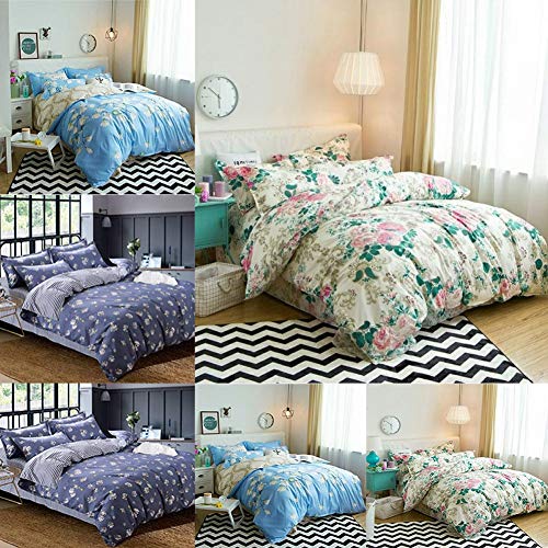 Housse de couette 2m blanche en microfibre avec taies d'oreiller fleurs