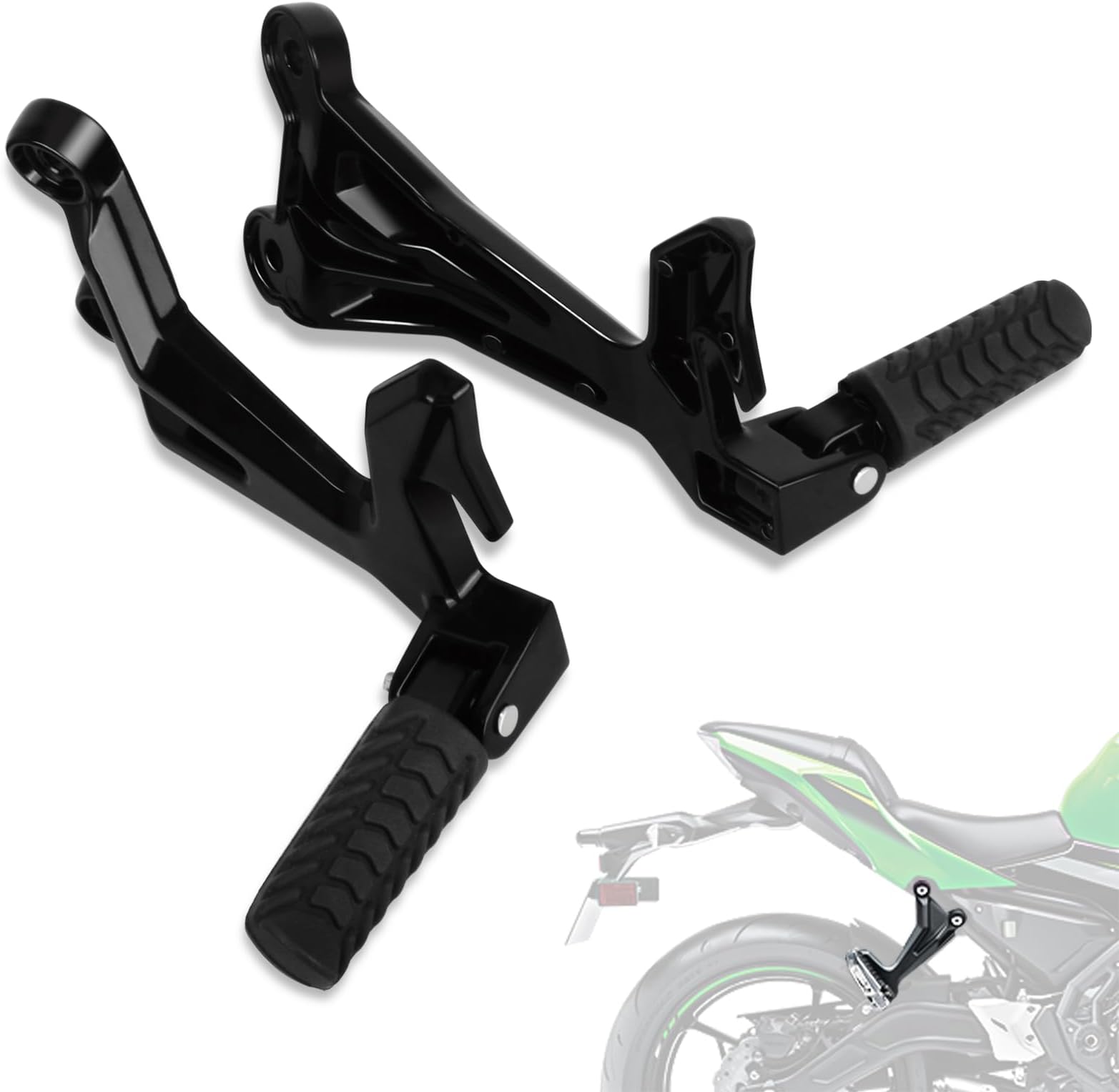 FOVPLUE Rear Passenger Footrests Foot Pegs w/Brackets for Kawasaki Ninja