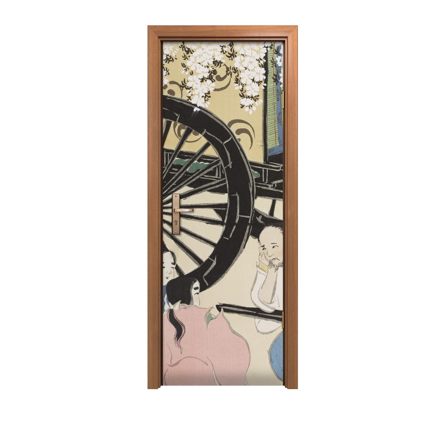 Autocollant de porte 70x200cm Coloray contre les murs vides design panier traditionnel