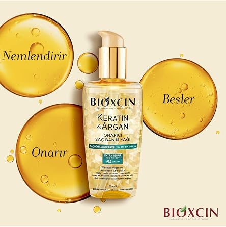 Bioxcin Keratin & Argan Onarıcı Saç Bakım Yağı, 2x150ml, Unisex