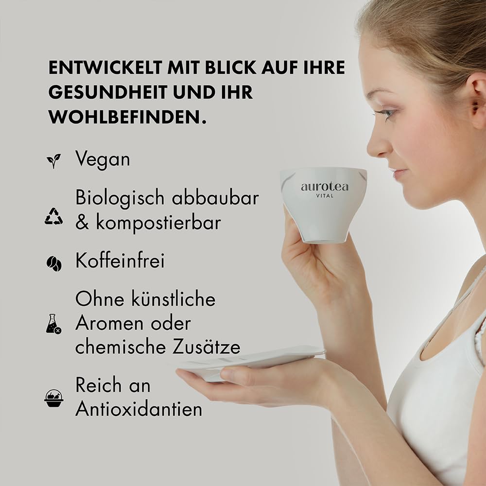 AuroTea Vital Nº 60 – Premium Kräuter-Balance-Tee | Mit Chicorée, Bohnenschoten, Klettenwurzel & Hafergras | Mit Inulin-Ballaststoffen aus Chicorée | 180 Pyramidenbeutel (6 Packungen)