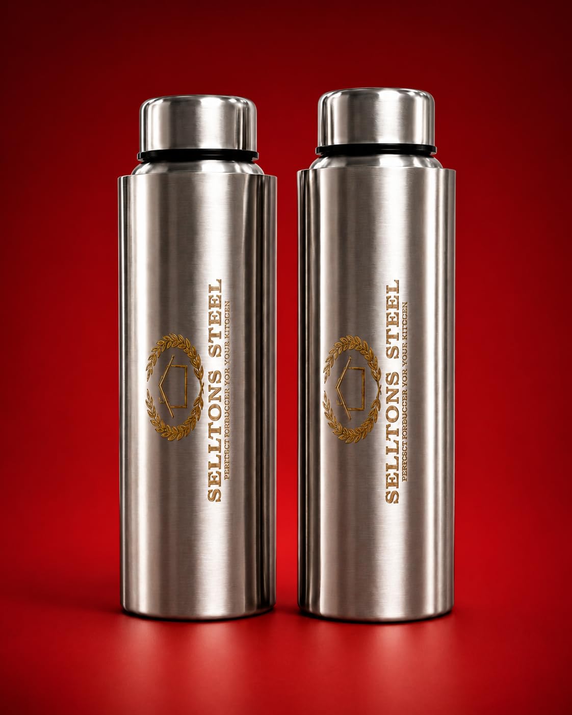 SELLTONS Steel Water Bottle - 2 Pack, Leak Proof -1