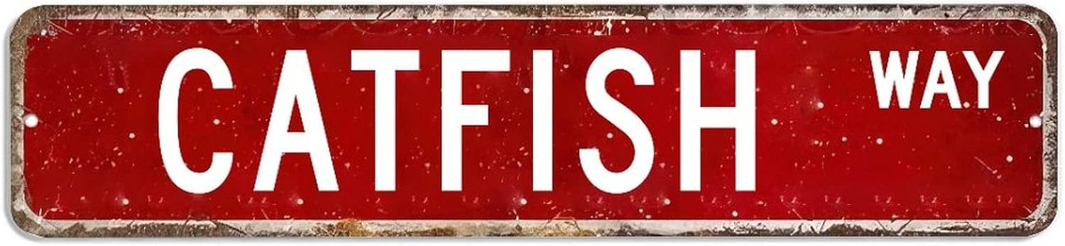 Catfish Signs Catfish Sign Animal Street Signs Customized Catfish Gift Wall Art Decorative Sign Vintage Decor Farmhouse Wall Hanger Wall Decorations for Bedroom Living Room Front Porch