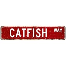 Catfish Signs Catfish Sign Animal Street Signs Customized Catfish Gift Wall Art Decorative Sign Vintage Decor Farmhouse Wall Hanger Wall Decorations for Bedroom Living Room Front Porch