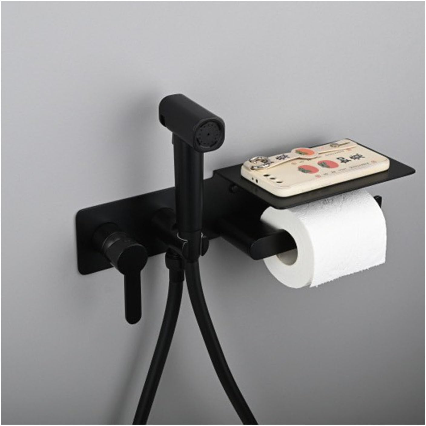 Bidet Sprayer for Toilet, Handheld Sprayer Kit with Toilet Paper Holder, 2 Water Flow Modes, Jet Spray for Toilet, Cloth Diaper Sprayer Set, Muslim Shower for Feminine Wash/Body Care