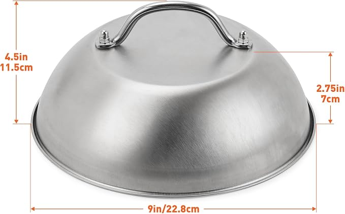 Cúpula de acero inoxidable para derretir queso, 9", pack 2 miniatura 3