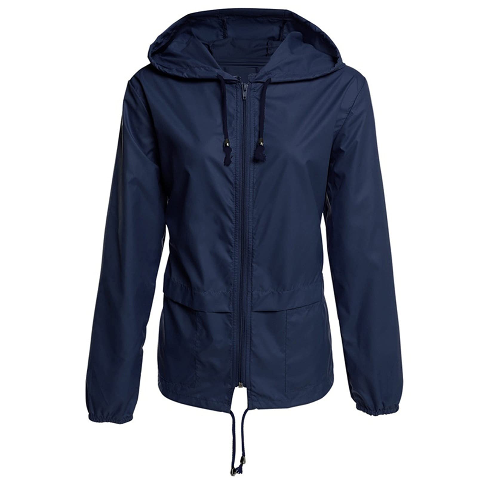 SotRong Veste imperméable légère et pliable pour femme - Coupe-vent - Fermeture éclair - Avec capuche - Séchage rapide - Imperméable