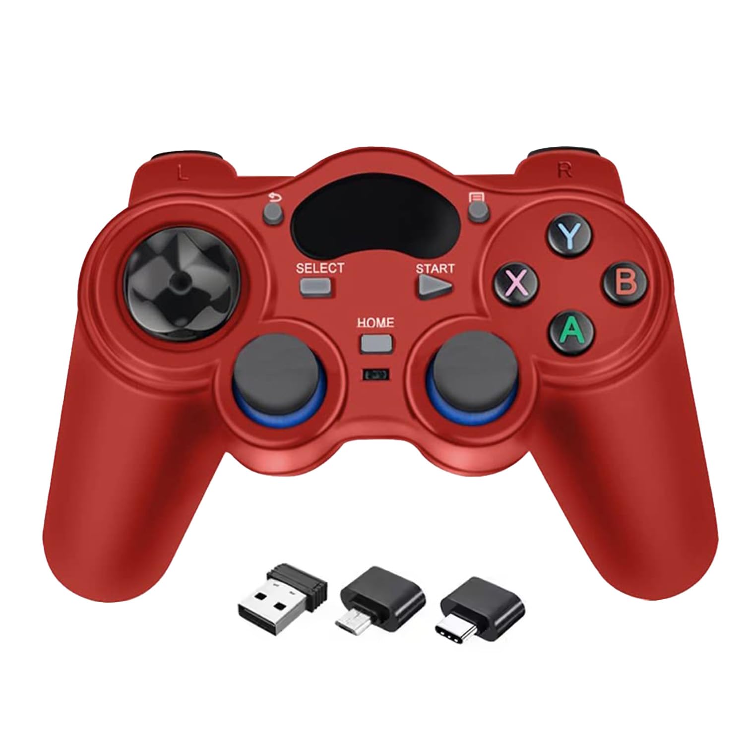 RARELEMON Wireless Gamepad for PC Laptop Android Steam – Blue USB & Bluetooth Game Controller with Phone Mount Compatible with Windows 7/10 Steam Deck Switch via Adapter Android TV Box & OTG