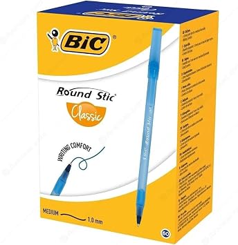 BIC Round Stic Mavi T kenmez Kalem, 1.0 mm, 60l  Kutu