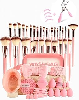 Juego de 61 brochas de maquillaje rosa, kit d...