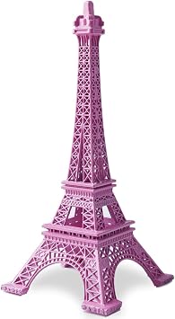 ESHATO Pink Metal Eiffel Tower Statue, 7inch Decorative Figurine Replica Stand Holder for Cake Topper Table Decor Gift Party Home Decoration