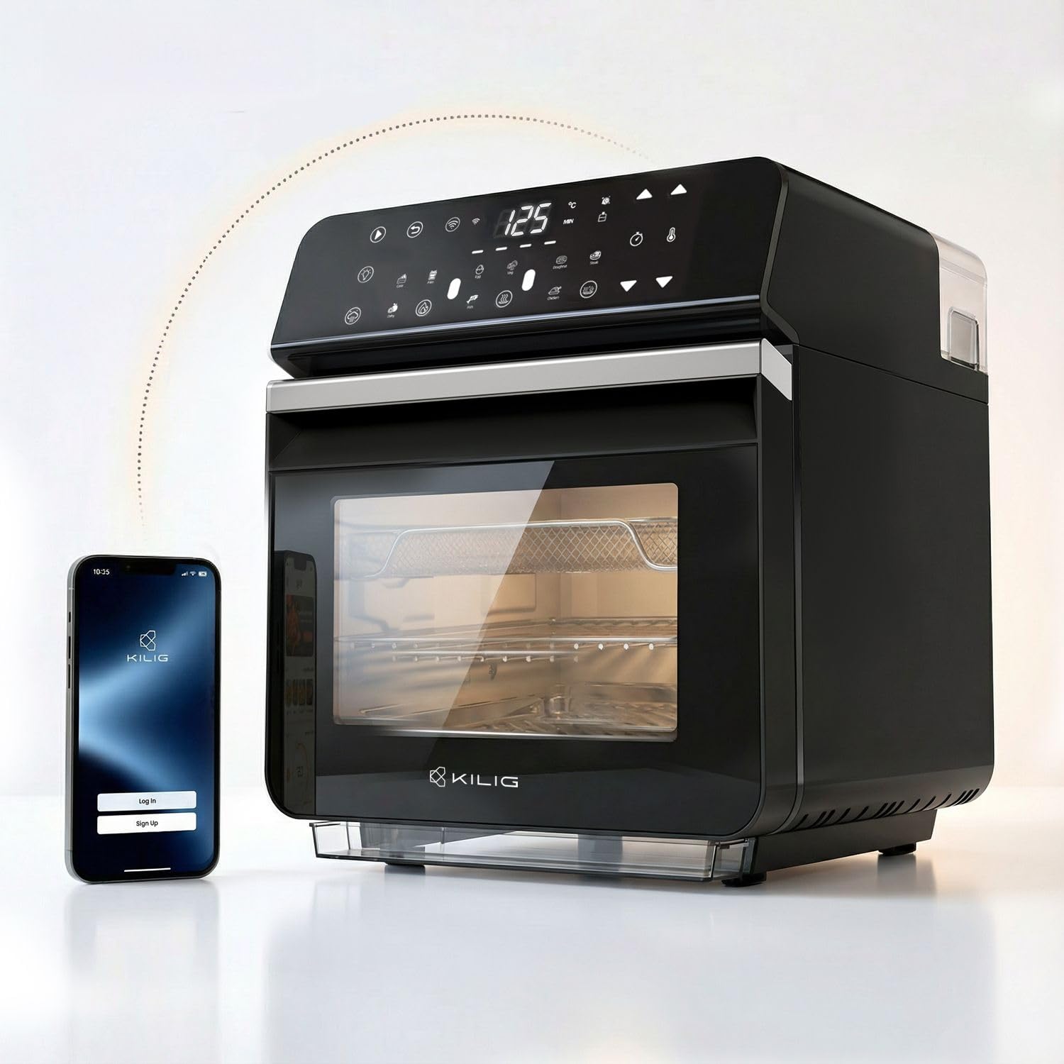 KILIG Nexa SteamX Digital Air Fryer Oven 10.5L, Smart Steam Air Fryer Combo with StepChef Hands-Free Cooking, WiFi App Control, 12 Presets, PFAS/PTFE/PFOA-Free, 1550W + 900W 617dQhS0O2L. SL1500
