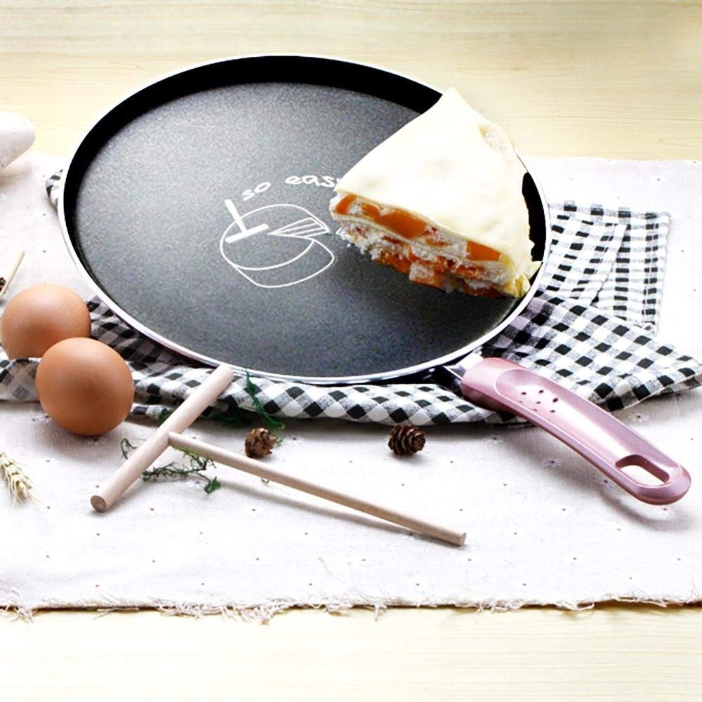 Patelnia Płaska nieprzywierająca patelnia do naleśników Piec indukcyjny Gazowy Uniwersalny garnek indukcyjny Nonstick Metalowe naczynie Rondel 25 cm Przenośna patelnia interesting