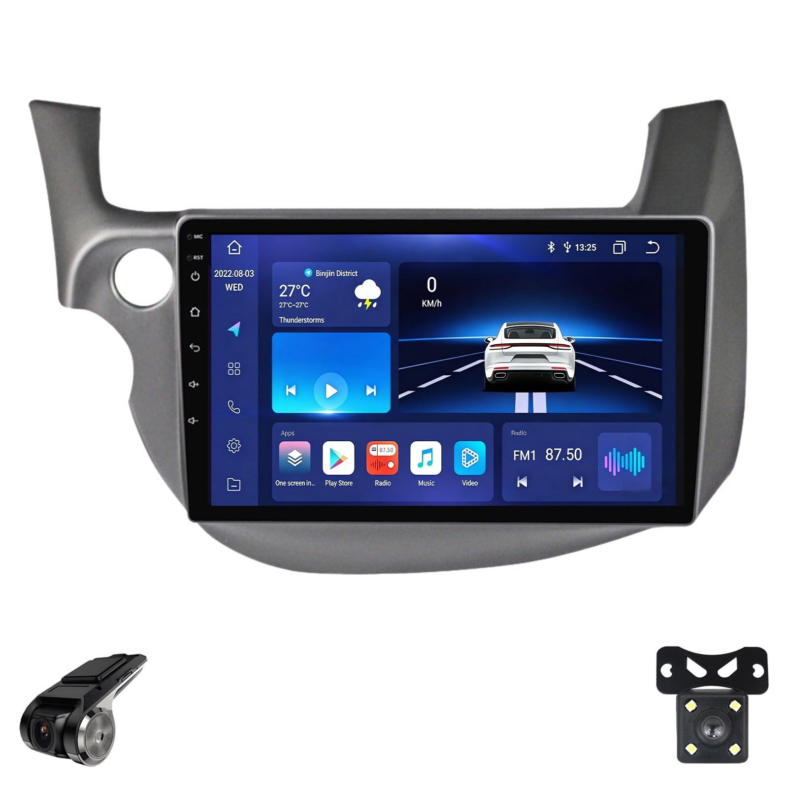 Autoradio Android per Honda Jazz 2 Fit 2 GG 2008-2014 Schermo Touchscreen QLED Android Auto CarPlay Musica Wireless/Bluetooth/FM/AM/RDS/WiFi/GPS/ADAS DVR/Ventola Di Raffreddamento