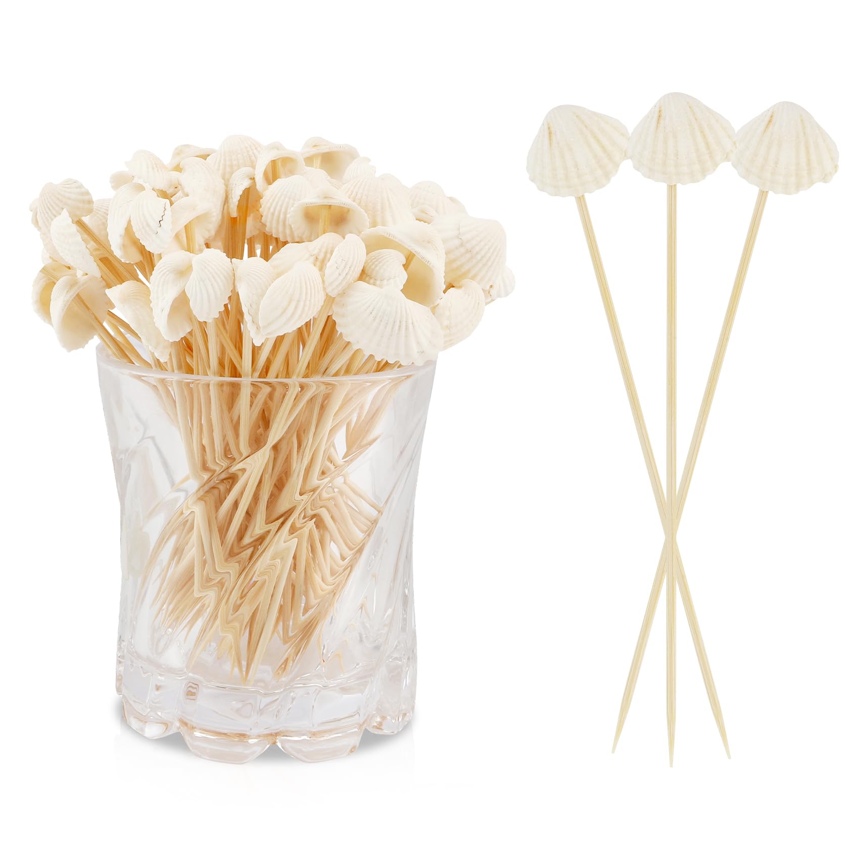 Photo 1 of 100 Pcs White Seashells Cocktail Seashell Long Toothpicks For Appetizers Cocktail Toothpicks For Drinks Appetizer Skewers Party Toothpicks For Appetizers 4.7 Inch Seashell Cocktail Toothpicks