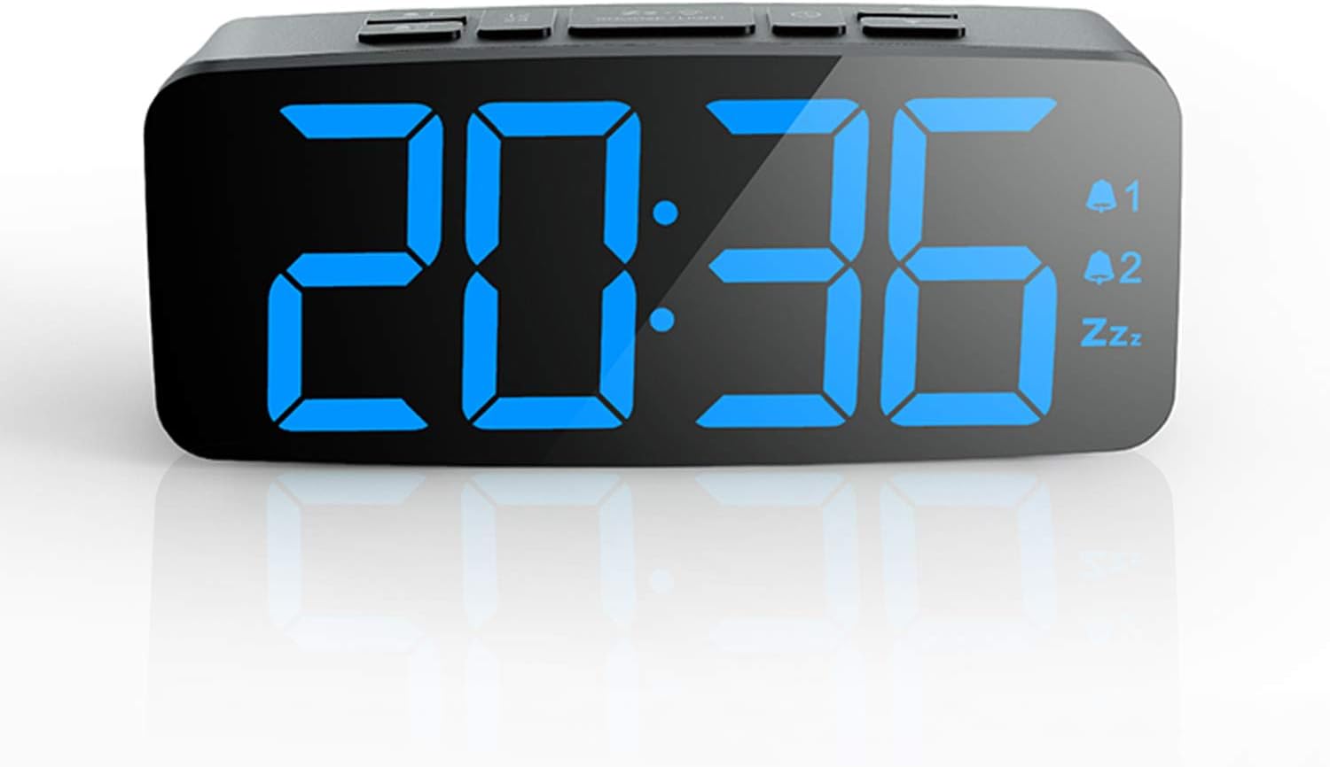 Pingko Digital Alarm Clock-Large Smart LED Display, Snooze Function,Adjustable Brightness - Small and Light for Travel,Desk or Bedroom