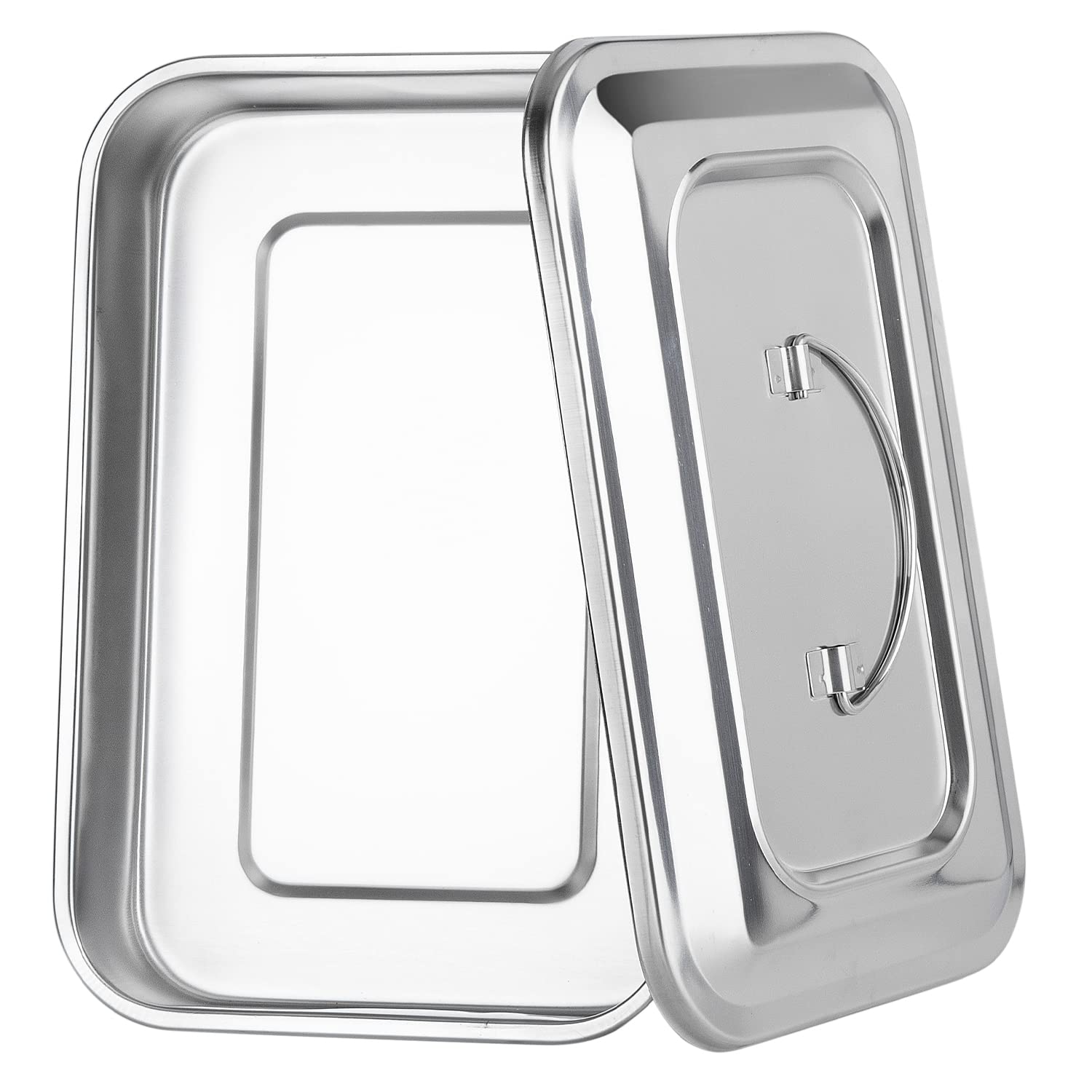 Vassoio in acciaio inox con coperchio, organizzatore di sterilizzazione medica multifunzione per laboratori di dental e tatuaggi, grande supporto per strumenti chirurgici con coperchio e