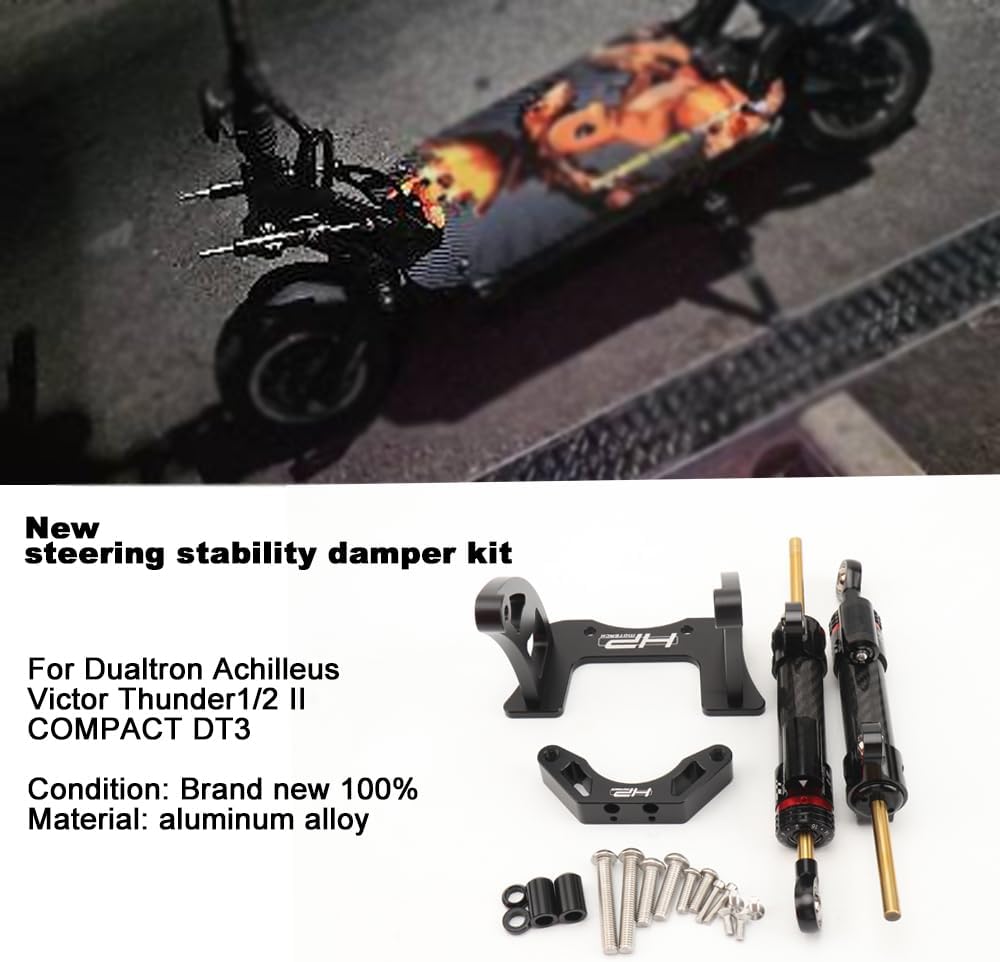 Electric Scooter Accessories 2pcs Bidirectional Stabilized Bracket Damper Kit Fits for Dualtron Achilleus Victor Thunder1/2 II COMPACT DT3/Victor Luxury (B. black)