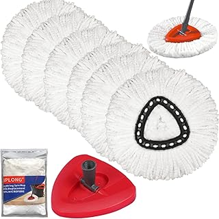 6Pack Spin Mop Heads Replacements and 1Pack Base Mop for O Cedar Spin Mop, Easy Cleaning Spin Mop Refills Microfiber Mop Heads, 360Degree Easy Wring Dust Mop Head Replacement for Floor Cleaning