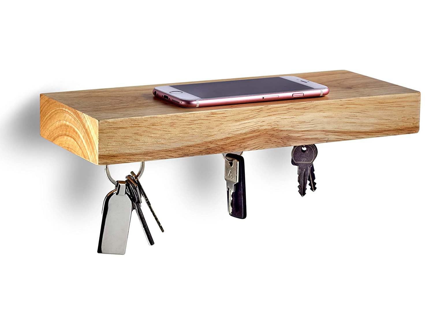 Llavero de madera con estante GGC decorativo para organizar la entrada de casa