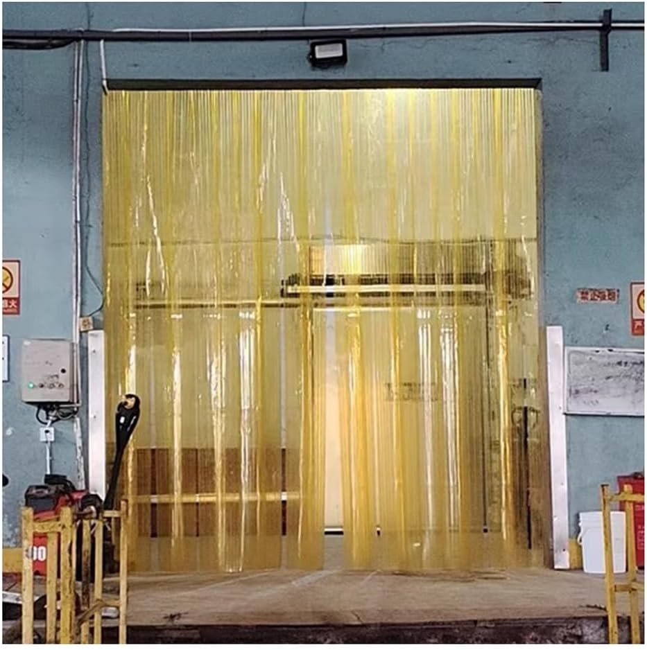Windproof Plastic Door Curtains, Freezer Strip Curtain Kit with Mounting Hardware, -40°F Flexible, for Home, Warehouse, Commercial Entry Doors(135x210cm)