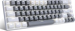 MageGee Portable 60% Gaming Mechanical Keyboard, Minimalist MK-Box Ice Blue Backlit Compact 68 Keys Wired Office Keyboard with Blue Switch for Windows Laptop PC Mac Convenient(White & Gray)