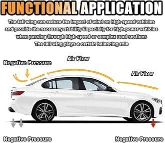 Car Rear Spoiler Roof Lip Kit, Carbon Fiber 3D Rubber Trunk Spoiler Trim Strip Cool Car Decoration, Universal Punch-Free Vehicle Exterior Accessory Sticker (Carbon Fiber Black)