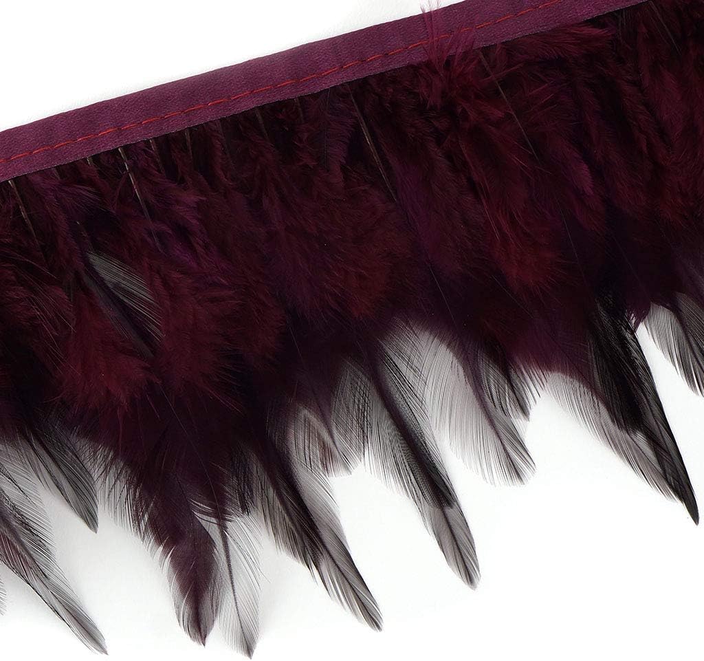 Rooster Saddle Feather Fringe Trim - 1 yd Burgundy Costume Sewing Craft Supplies