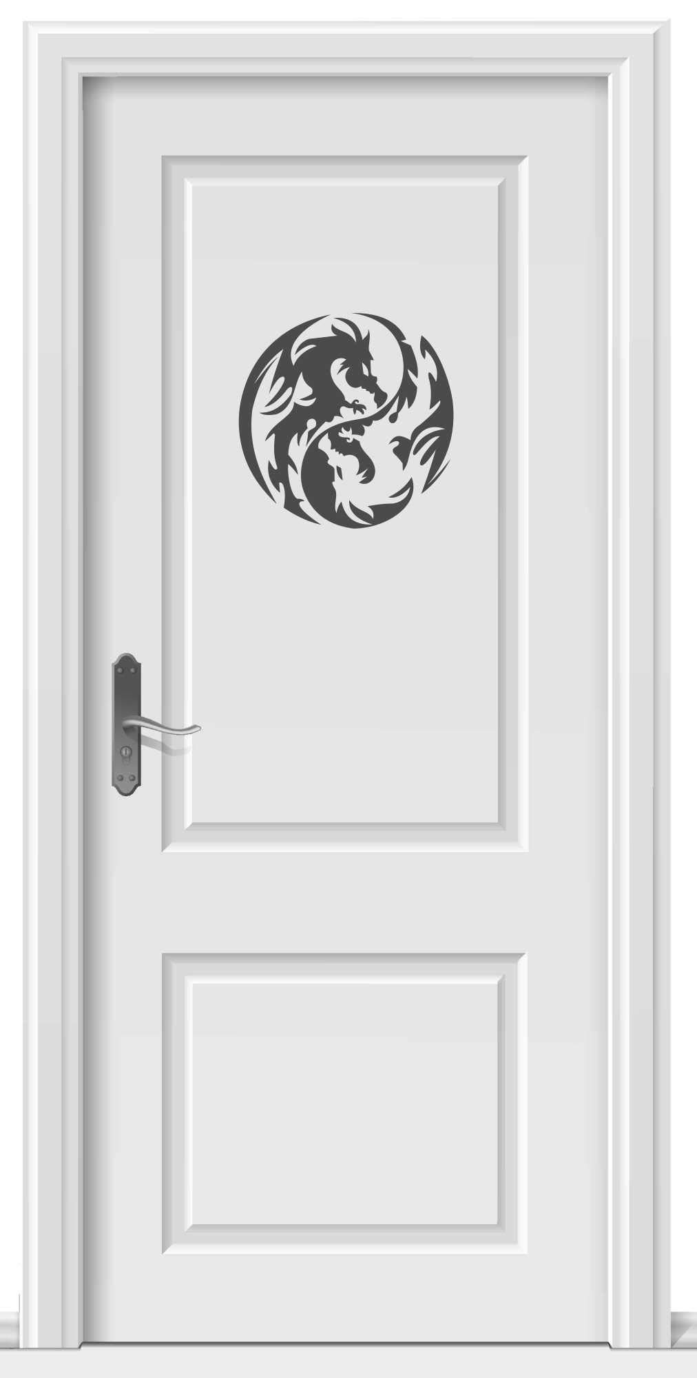 Wandtattoo Yin Yang Drache – Selbstklebend, 45x45 Cm, In 40 Farben Erhältlich